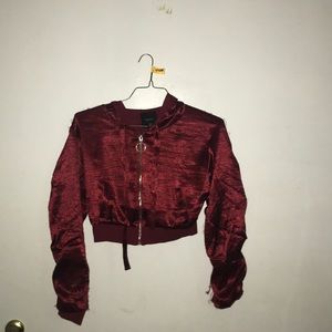 Velvet cropped hoodie